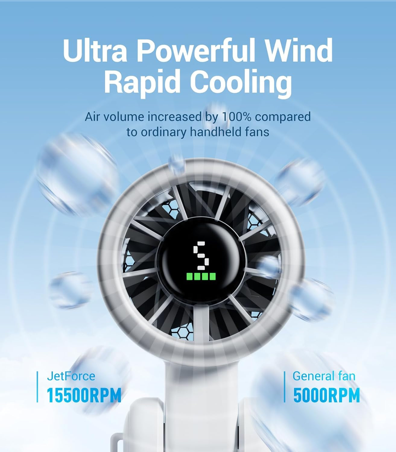 3-in-1 Turbo Handheld Fan 💨 | 5-Speed Cooling, USB Rechargeable, Ultra-Portable Mini Fan for Travel, Outdoor & Work