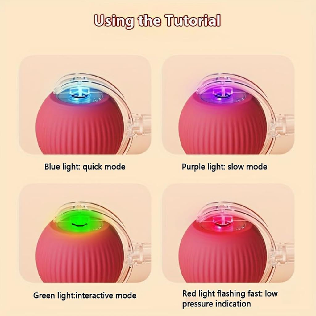 Motorized Interactive Cat Toy Ball with Motion Sensor for Indoor Cats - Red