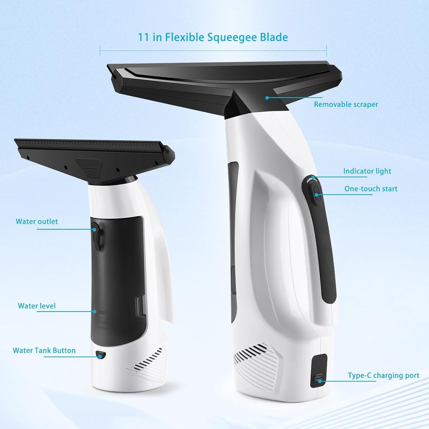 Cordless Window Vacuum Cleaner 💨 | Electric Squeegee with Spray Bottle & Microfiber Cloth | For Windows, Mirrors, Tiles & Car Windshields