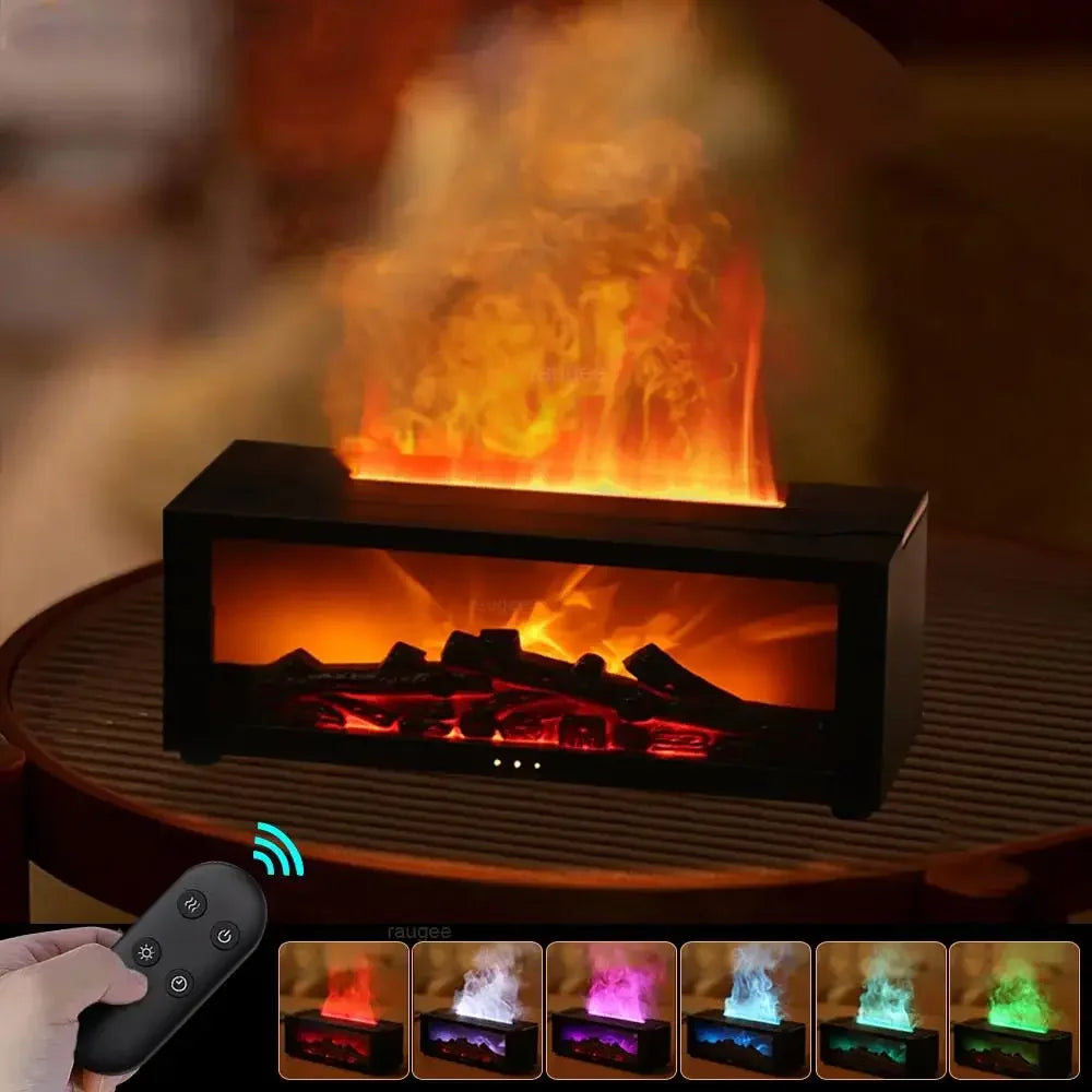 🔥💧 Flame-Effect Air Humidifier & Essential Oil Diffuser – Aromatherapy Machine with LED Light, Remote Control & Timer