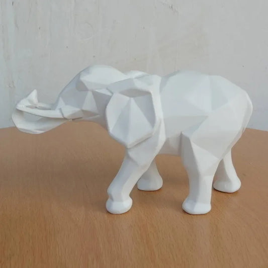 Modern Resin Black Elephant Statue 🖤 | Abstract Geometric Decor for Desk, Shelf & Home | Elegant Animal Figurine for Stylish Spaces