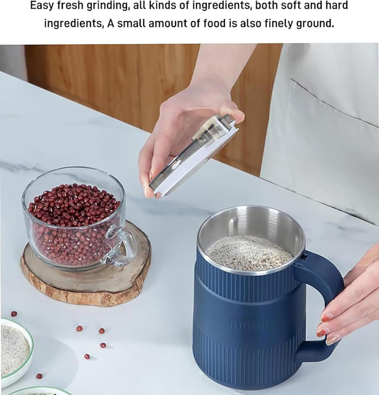 Electric Spice & Coffee Grinder 💎 | 500ml Multifunctional Mill for Herbs, Grains, Nuts & More | 200W Stainless Steel Blade – Blue