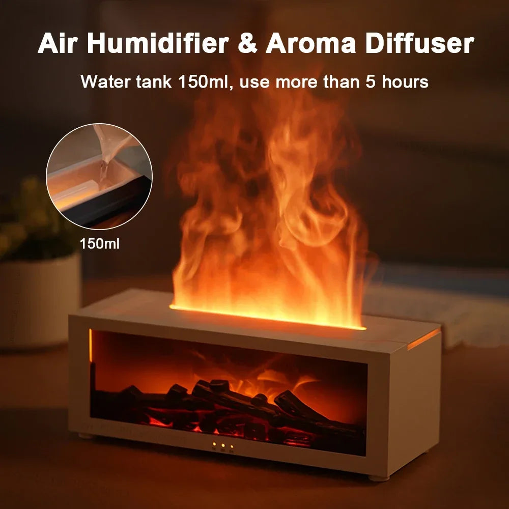 🔥💧 Flame-Effect Air Humidifier & Essential Oil Diffuser – Aromatherapy Machine with LED Light, Remote Control & Timer