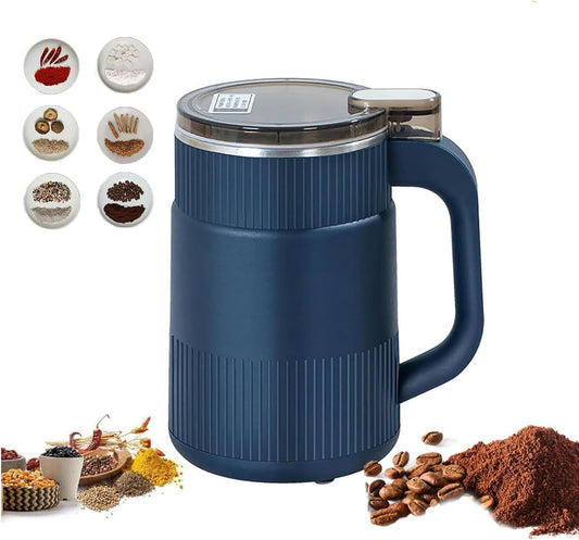 Electric Spice & Coffee Grinder 💎 | 500ml Multifunctional Mill for Herbs, Grains, Nuts & More | 200W Stainless Steel Blade – Blue