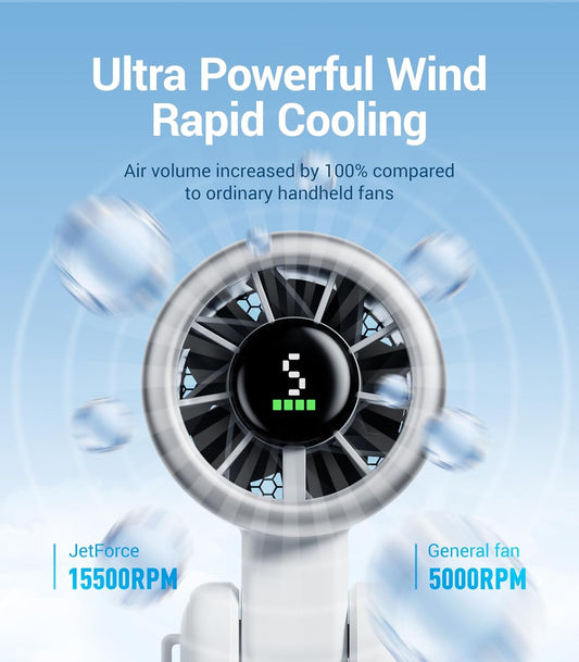 3-in-1 Turbo Handheld Fan 💨 | 5-Speed Cooling, USB Rechargeable, Ultra-Portable Mini Fan for Travel, Outdoor & Work