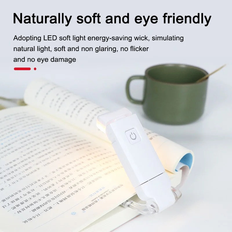 USB Rechargeable LED Book Light 📚 | 15-Level Brightness, 3 Color Modes | Clip-On, Foldable & Portable Bookmark Reading Lamp