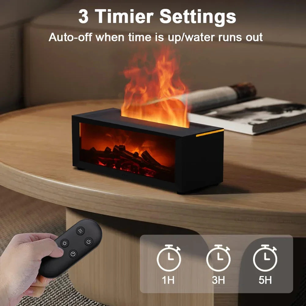 🔥💧 Flame-Effect Air Humidifier & Essential Oil Diffuser – Aromatherapy Machine with LED Light, Remote Control & Timer