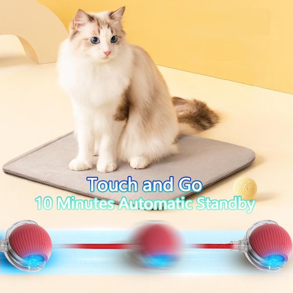 Motorized Interactive Cat Toy Ball with Motion Sensor for Indoor Cats - Red