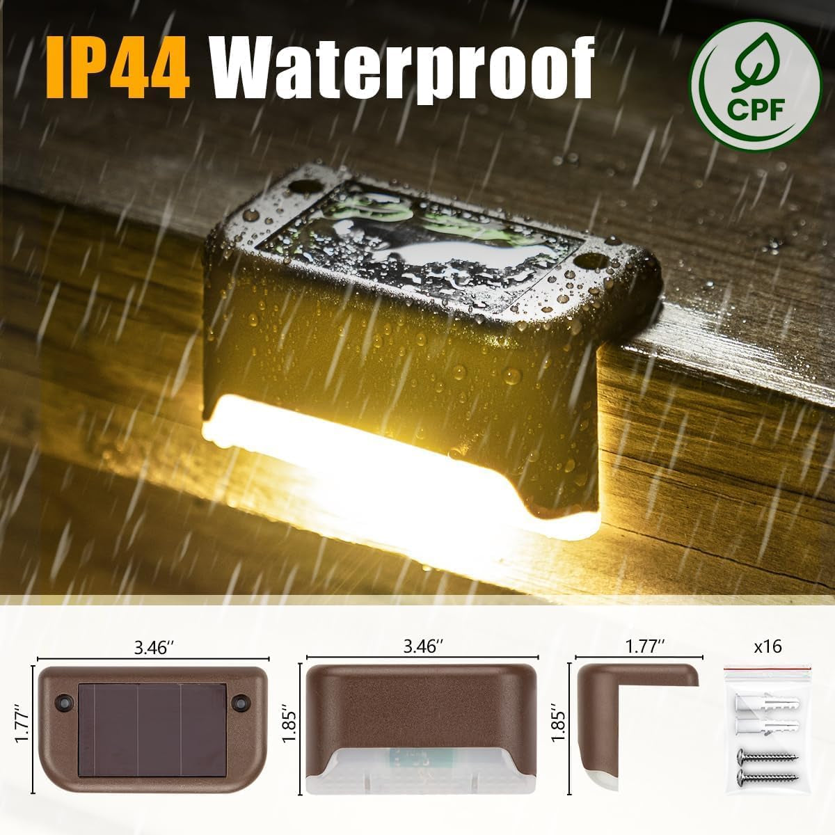 🌞 Solar Deck Lights Outdoor – 16 Pack 🌟 Waterproof Warm White LED Step & Fence Lights – Perfect for Stairs, Patio, Pathway, Yard, Balcony