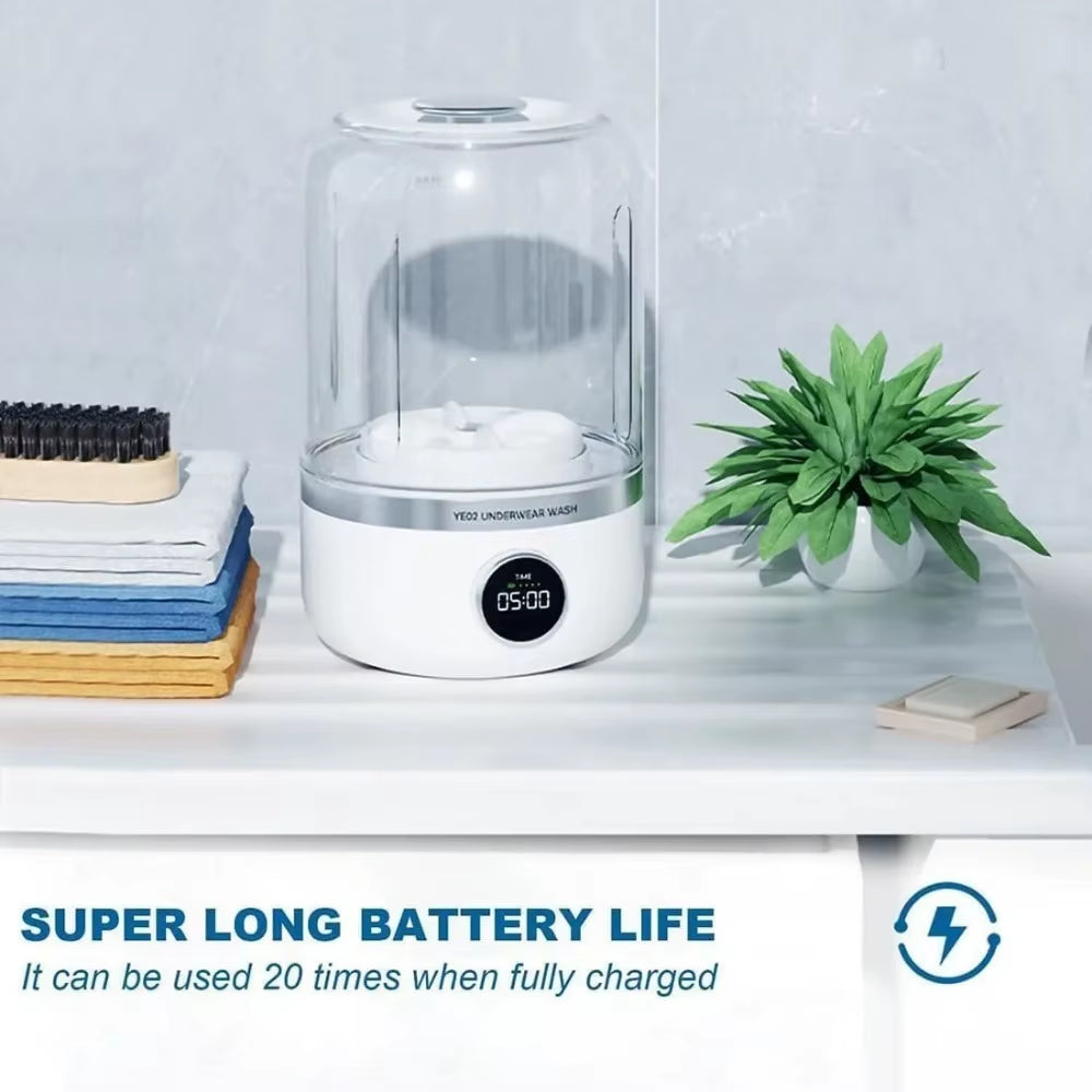1L Mini Portable Washing Machine – USB Rechargeable Travel Washer for Underwear & Socks 🧦 | Compact Laundry Bucket with Dehydrator Function