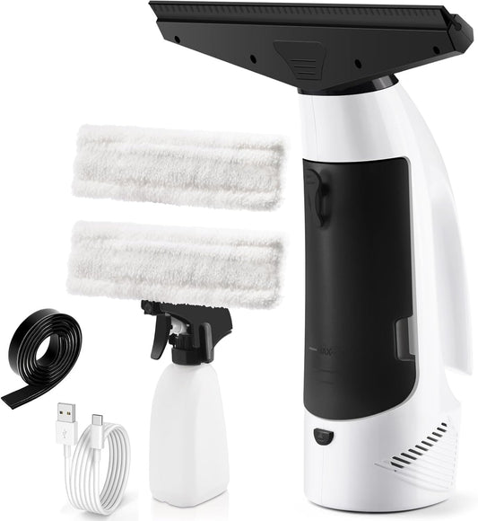Cordless Window Vacuum Cleaner 💨 | Electric Squeegee with Spray Bottle & Microfiber Cloth | For Windows, Mirrors, Tiles & Car Windshields